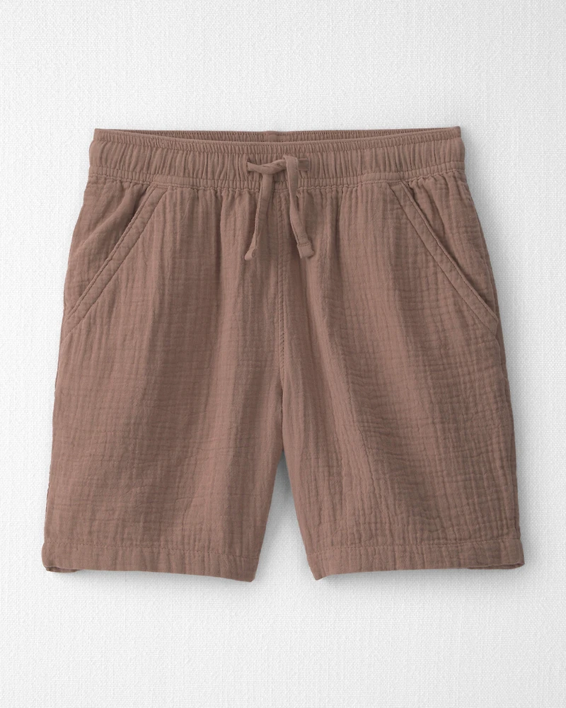 Boys 2-Piece Organic Cotton Gauze Embroidered Top & Short Set