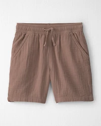 Boys 2-Piece Organic Cotton Gauze Embroidered Top & Short Set