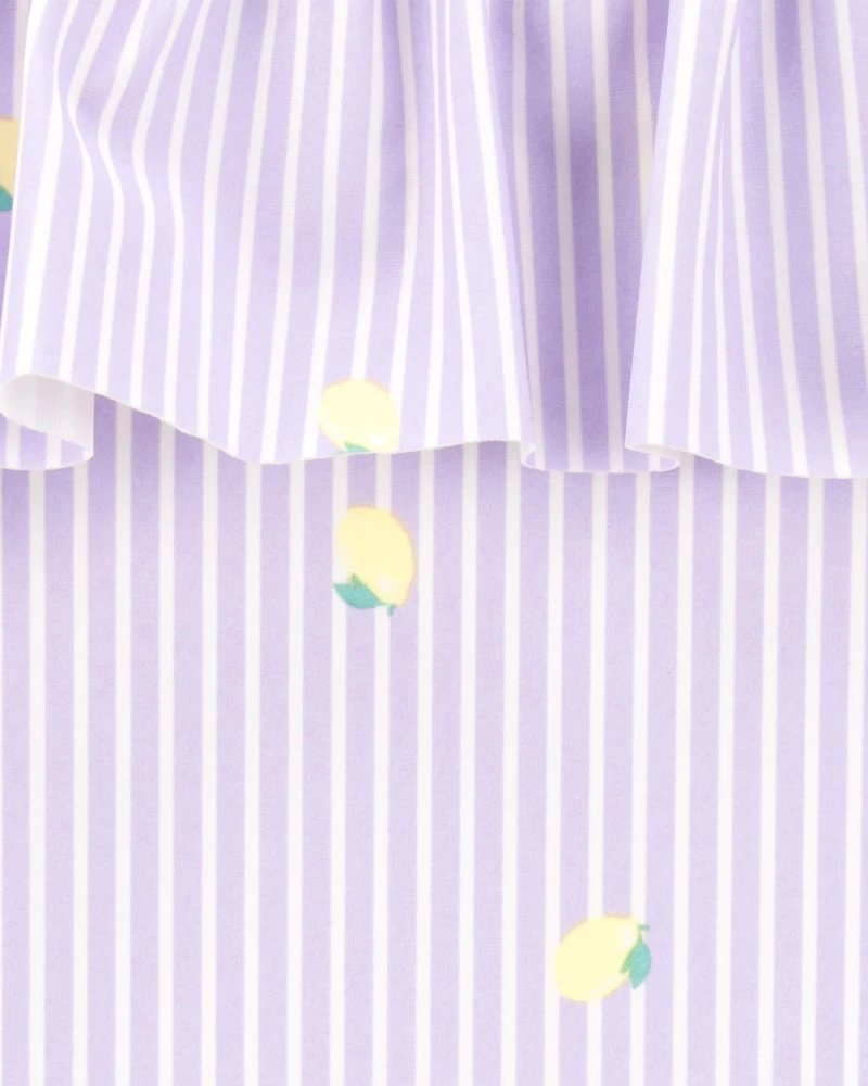 Toddler Girl 1-Piece Striped Lemon Swimsuit - Purple