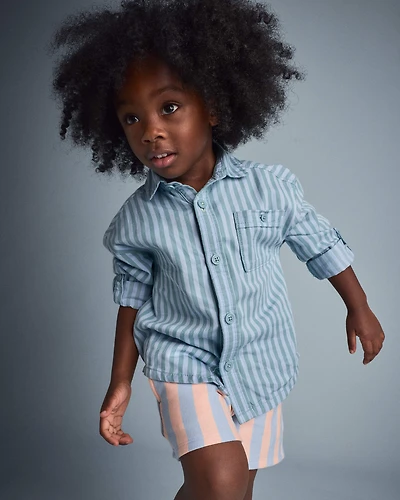 Toddler Boy Button-Down Long-Sleeve Shirt Stripes