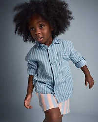 Toddler Boy Button-Down Long-Sleeve Shirt Stripes