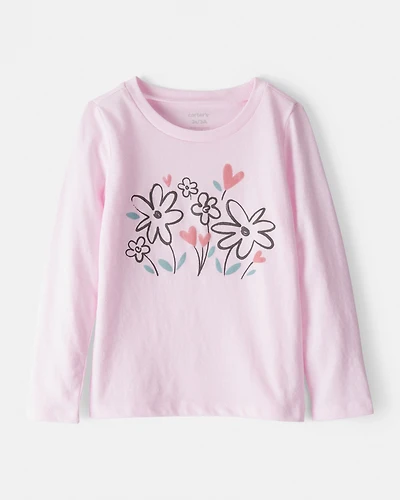 Toddler Girl Flower Bloom Long-Sleeve Graphic Tee - Pink