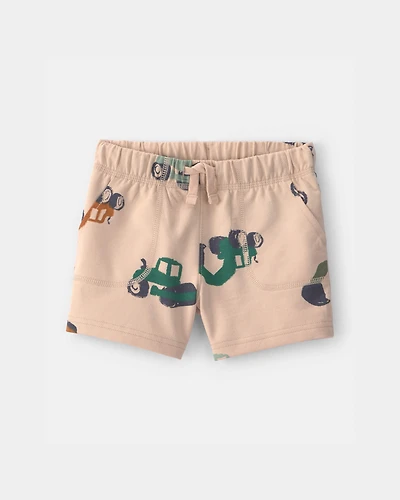 Toddler Boy Construction French Terry Shorts - Tan