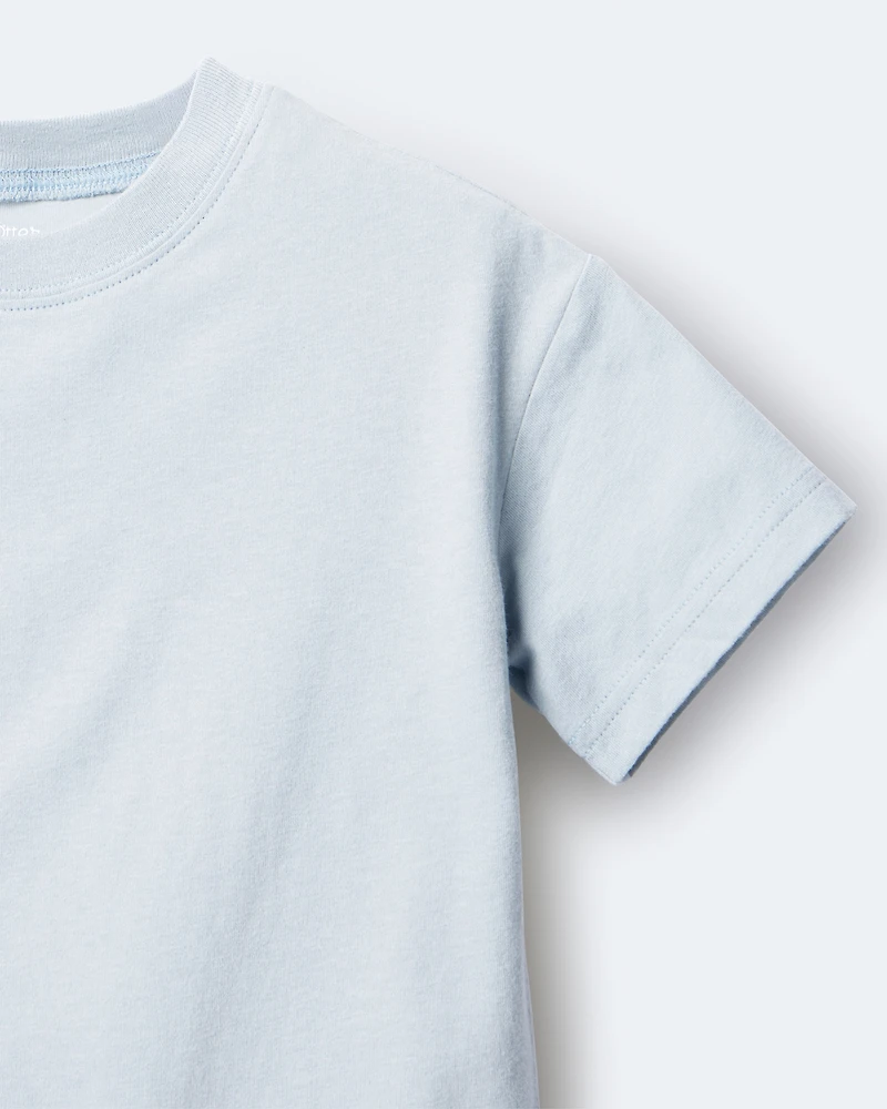 Toddler Neutral Short-Sleeve Relaxed Graphic Tee - Light Blue
