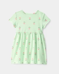 Baby Girl Floral Short-Sleeve Dress - Green