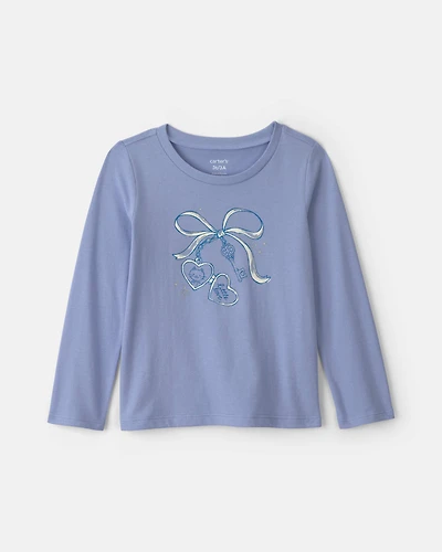 Toddler Girl Bow Long-Sleeve Graphic T-Shirt - Blue