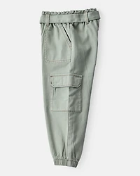 Toddler Girl Cotton Cargo Joggers - Green