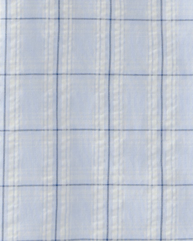 Boys Plaid Button-Down Shirt - Blue