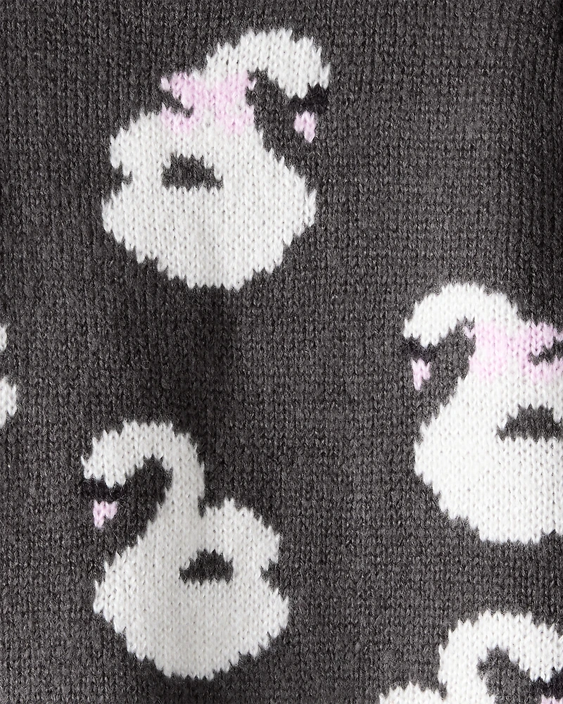 Toddler Girl Swan Sweater - Black