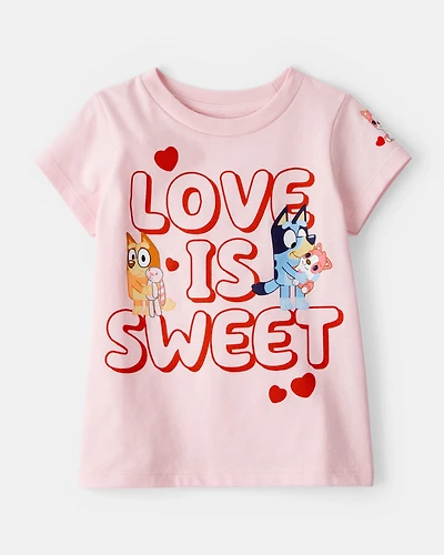 Toddler Girl Valentine's Day Bluey™ Short-Sleeve Graphic Tee - Pink