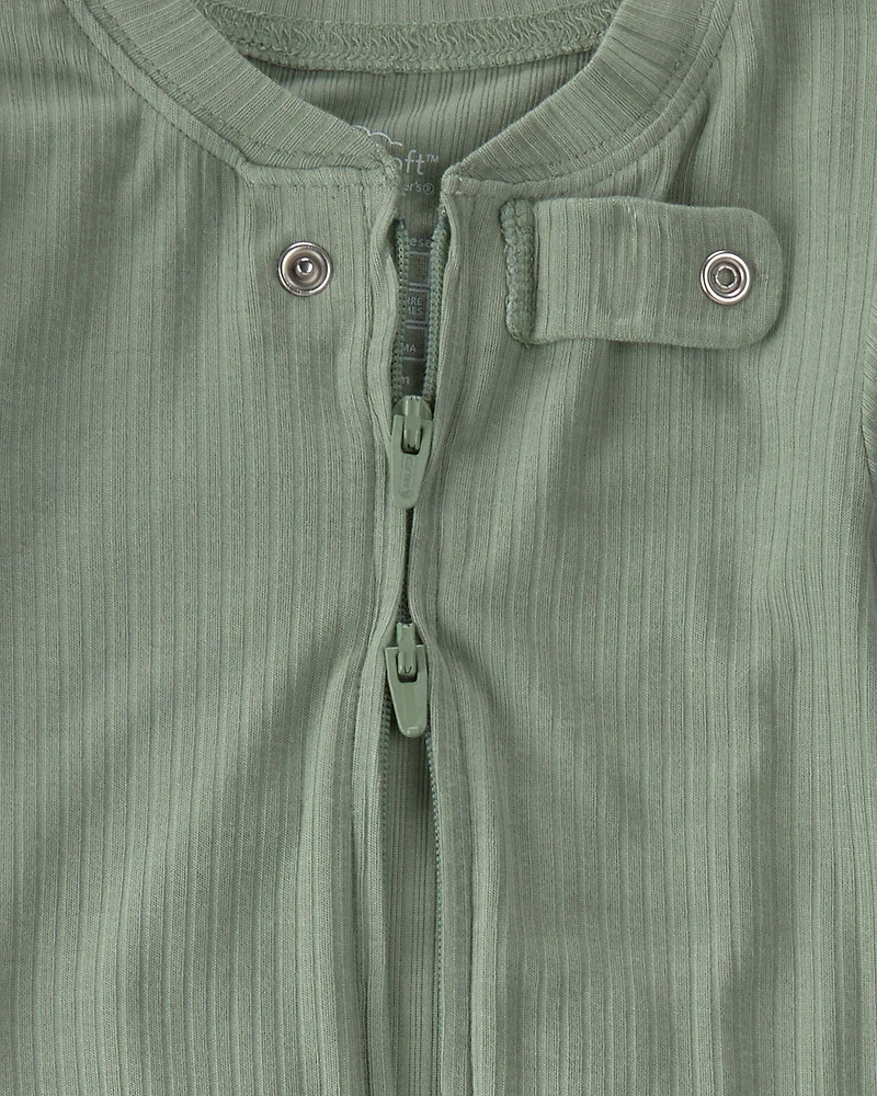 Baby PurelySoft 2-Way Zip 1-Piece Pyjama - Green