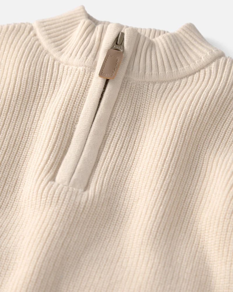 Kids Organic Cotton Zip-Up Jacket Cream