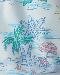 Toddler Boy Palm Tree Swim Trunks - Blue