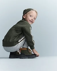 Toddler Boy Quarter-Zip Sweatshirt with Pockets - Olive