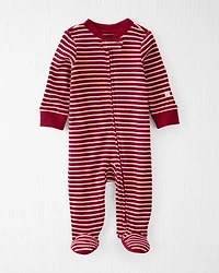 Baby Organic Cotton Waffle Knit Striped Sleep & Play Pajamas