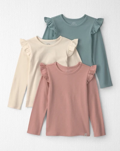 Toddler Girl 3-Pack Organic Cotton Rib Slim Fit Tops