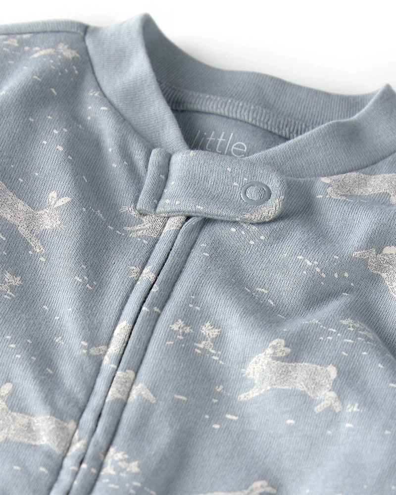 Baby Organic Cotton Sleeper Pyjama Blue Bunnies Print