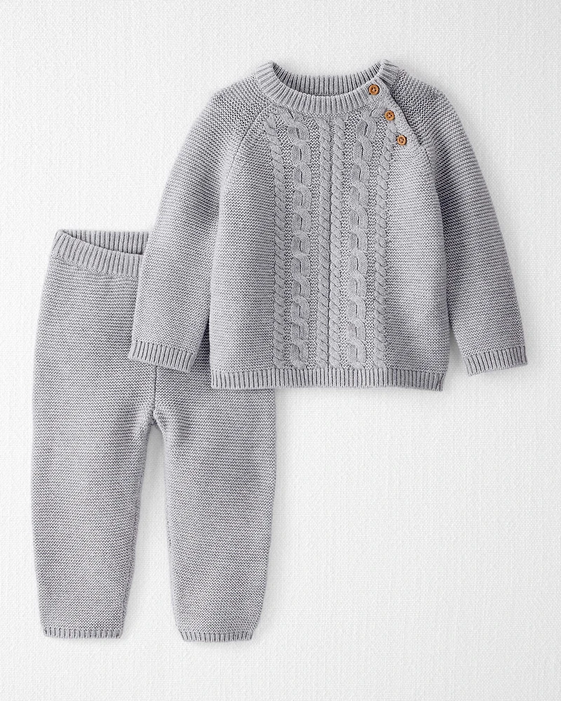Baby Organic Cotton Cable Knit Sweater Set