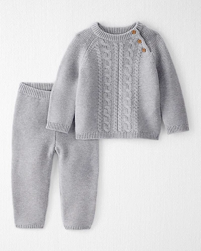 Baby Organic Cotton Cable Knit Sweater Set