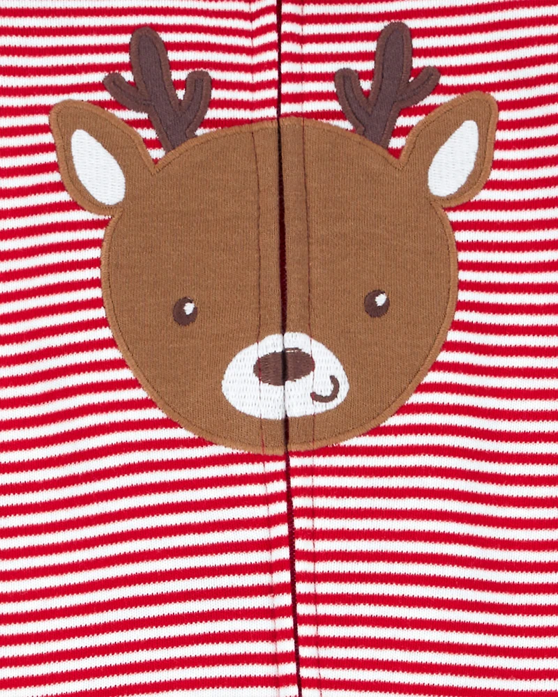 Baby Reindeer Striped 2-Way  Sleeper - Red