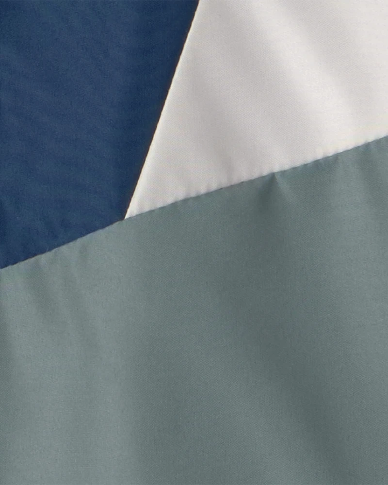 Toddler Boy Colurblock Windbreaker- Blue/Green