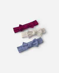 Baby Girl 3-Pack Bow Headwraps - Pink/Cream/Blue