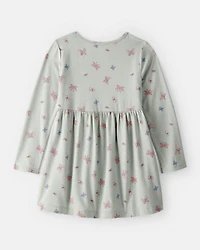 Toddler Girl Butterfly Long-Sleeve Knit Dress - Green
