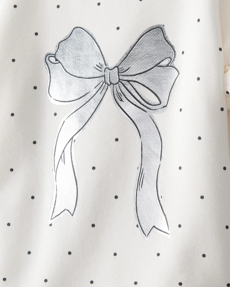 Baby Girl DayDream Fleece Ruffle Sleeve Bow Top & Rib Pant Set