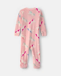 Toddler Girl 1-Piece Unicorn DreamPlush Snug Fit Pyjama - Pink