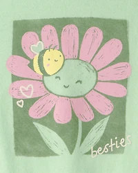 Toddler Girl Flower Graphic Tee - Green