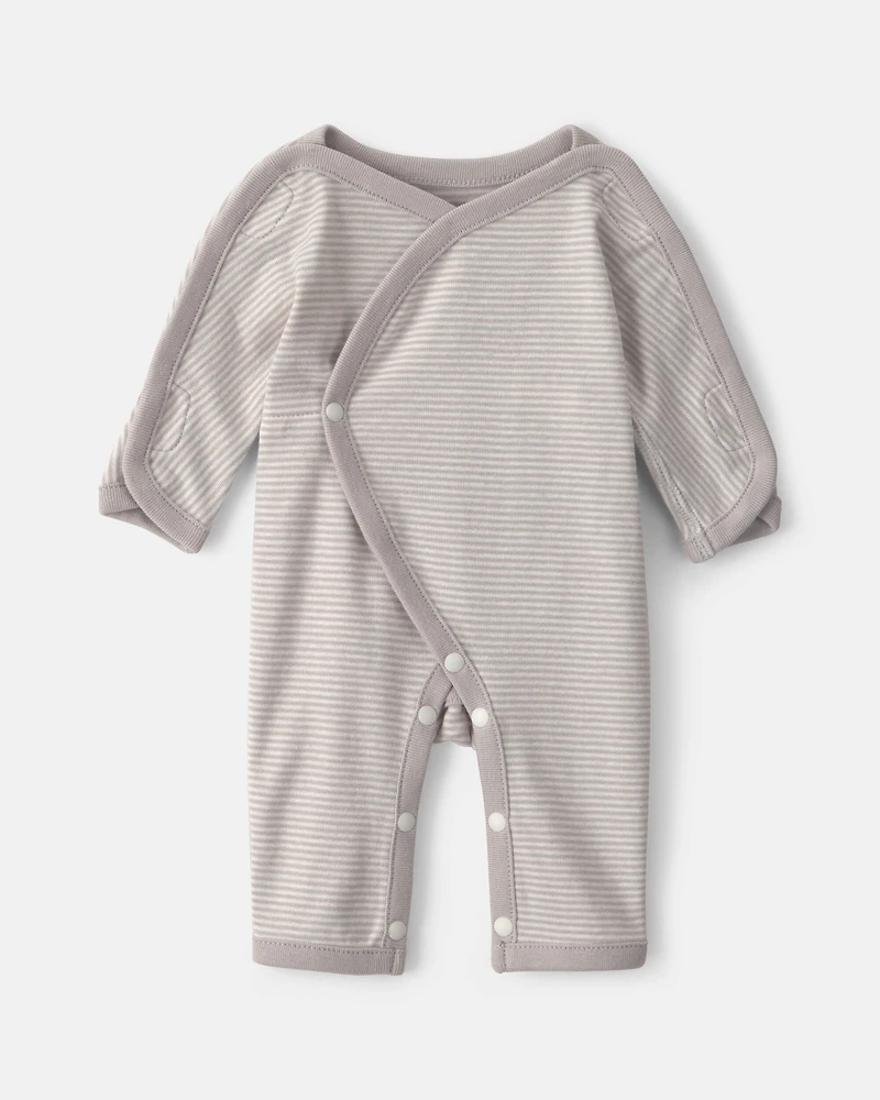 Baby Striped 100% Cotton Sleeper - Grey