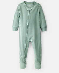 Baby Boy Loose Fit Long-Sleeve 2-Way Zip 1-Piece Pyjamas - Green