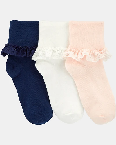 Kid 3-Pack Lace Cuff Socks
