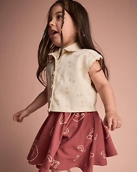 Toddler Girl Sleeveless Button-Down Top Dot Print