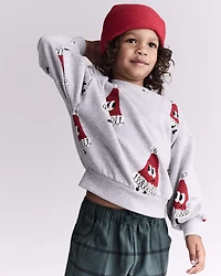 Toddler Santa Hat Dolman-Sleeve Sweatshirt - Heather Grey