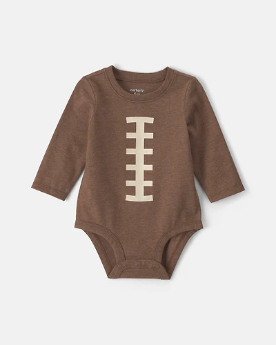Baby Boy Football Long-Sleeve Graphic Bodysuit - Brown
