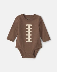 Baby Boy Football Long-Sleeve Graphic Bodysuit - Brown