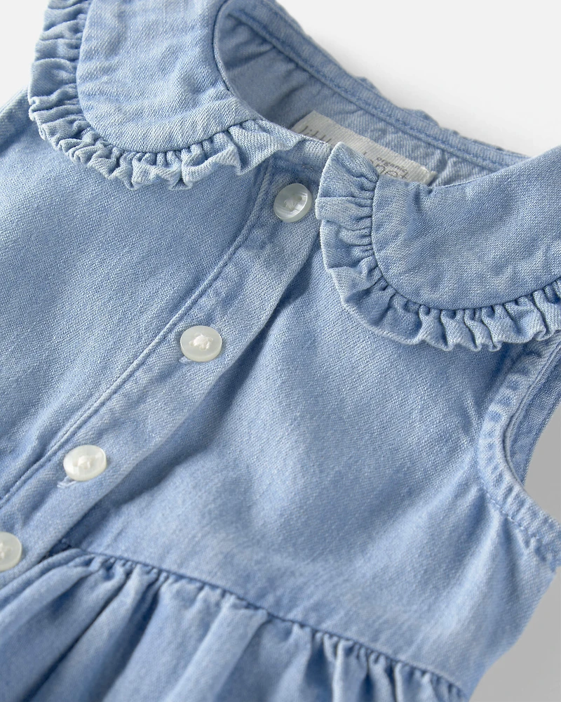 Baby Girl Organic Cotton Chambray Bodysuit Dress