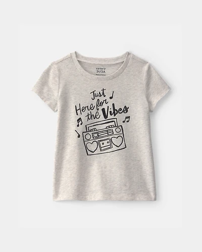 Toddler Girl 'Vibes' Music Graphic Tee - Grey