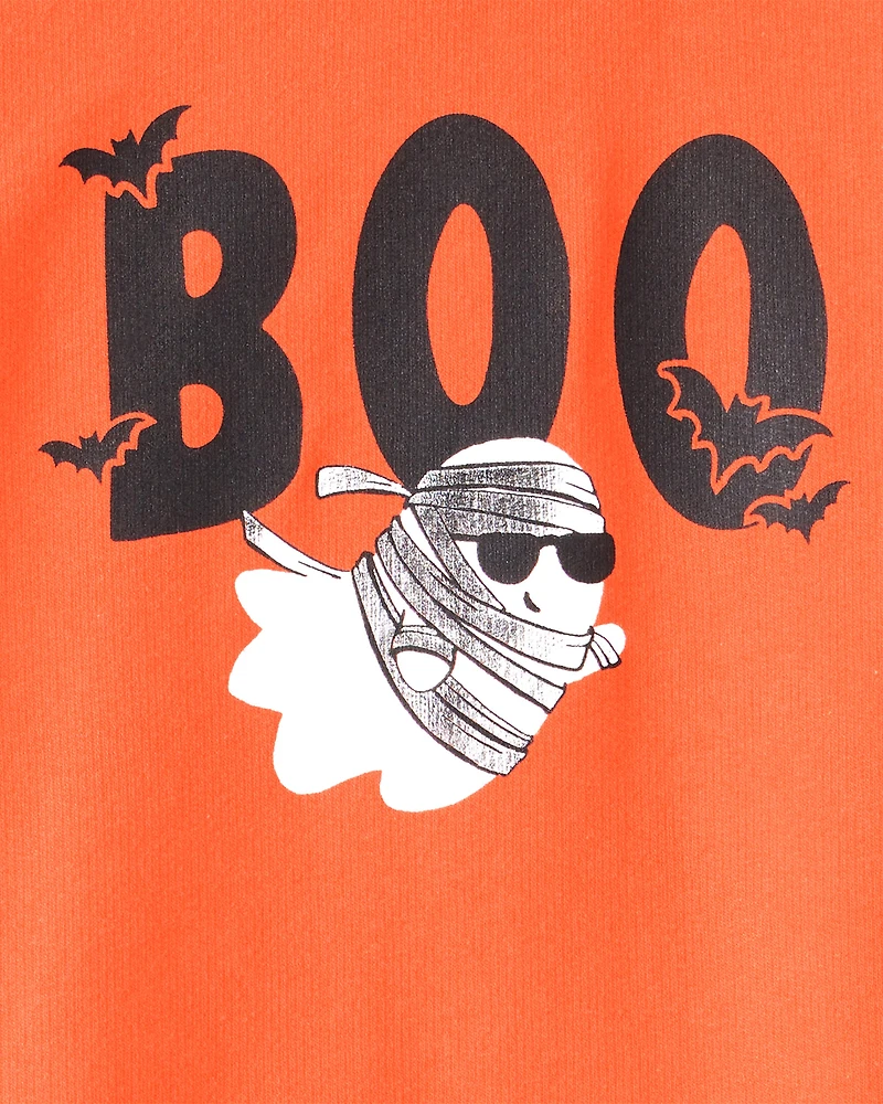 Toddler 2-Piece Halloween Ghost Pullover Sweatshirt & Jogger Set - Orange/Black