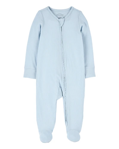 Baby Boy Solid 2-Way Zip PurelySoft Sleeper Pyjamas - Blue