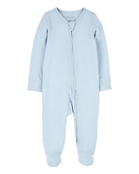 Baby Boy Solid 2-Way Zip PurelySoft Sleeper Pyjamas - Blue