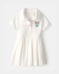 Baby Girl Pleated Tennis Dress - Ivory