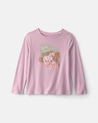 Girls 'Wild Heart' Horse Long-Sleeve Graphic Tee - Purple