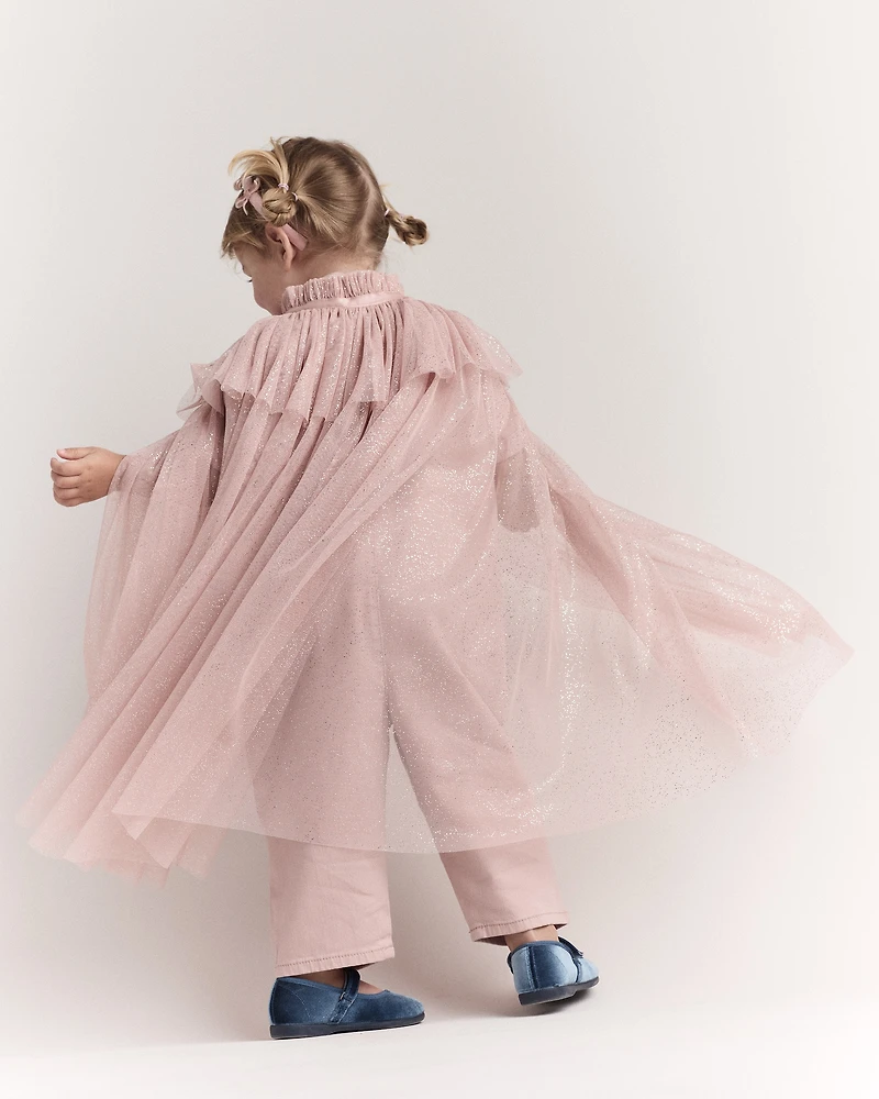Toddler Girl Confetti Dress Up Cape - Light Pink