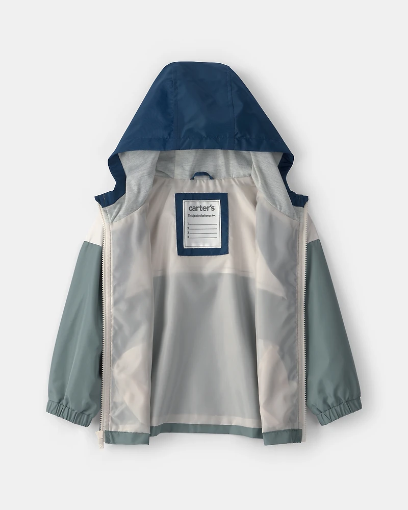 Toddler Boy Colurblock Windbreaker- Blue/Green