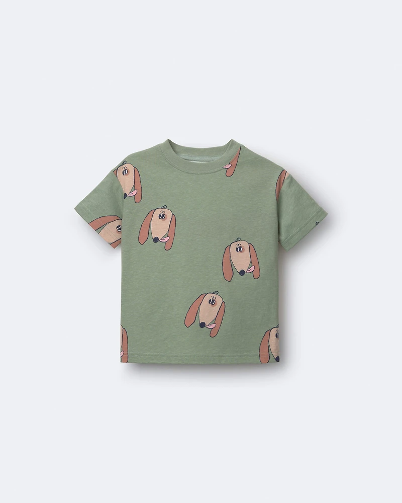 Toddler Dog Relaxed Graphic Tee - Green