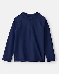 Boys 2-Piece Long-Sleeve Rashguard & Sailboat Swim Trunks Set - Blue