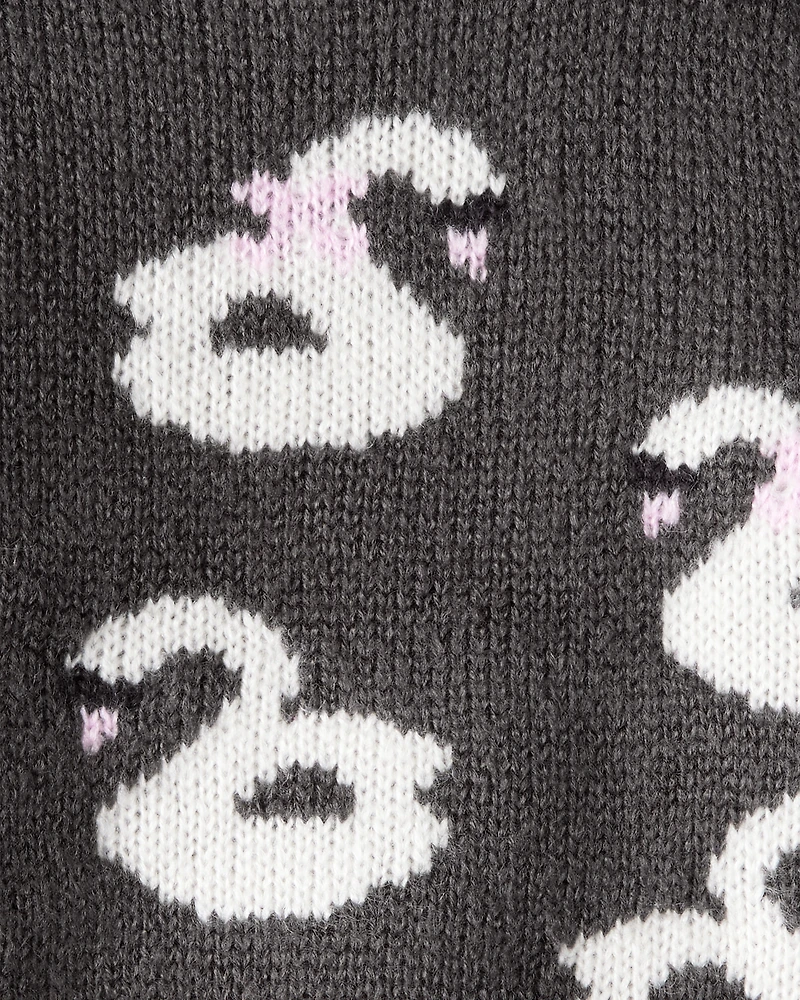 Baby Girl Swan Sweater - Black