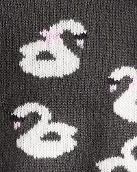 Baby Girl Swan Sweater - Black